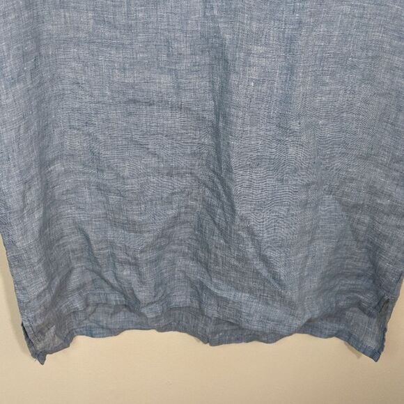 Isaac Mizrahi New York Top Blue 100% Linen V-Neck Oversized Lagenlook Small - Picture 6 of 8